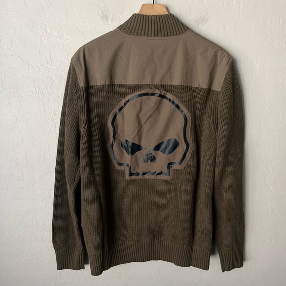 NWT Harley Davidson Willie G Skull wool blend zip up sweater large - Picture 7 of 15
